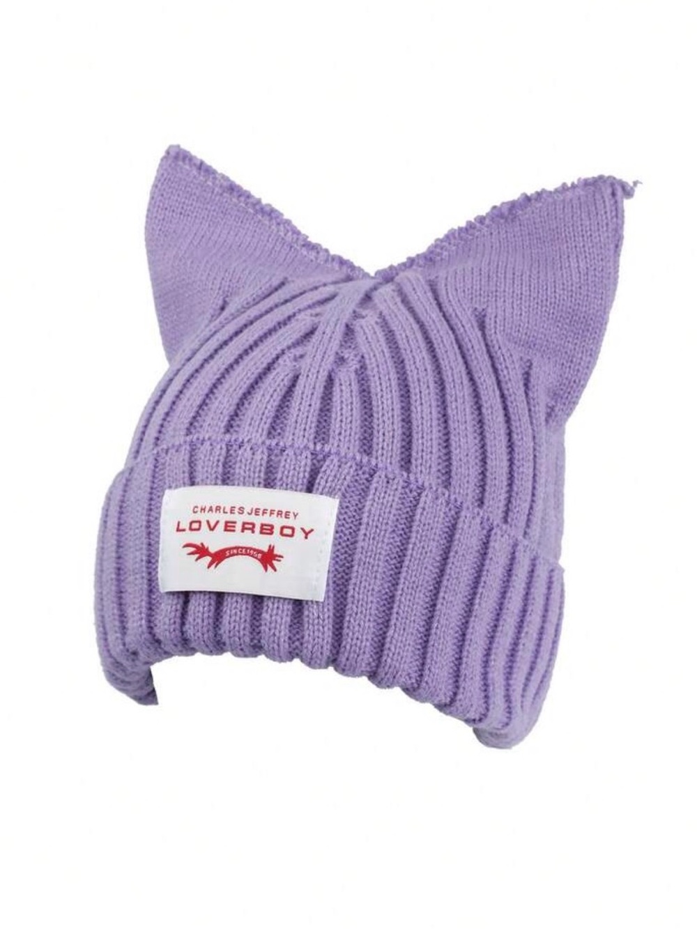 Charles Jeffery Loverboy Lilac Cat Ear Knit Beanie Unisex - Picture 3 of 3